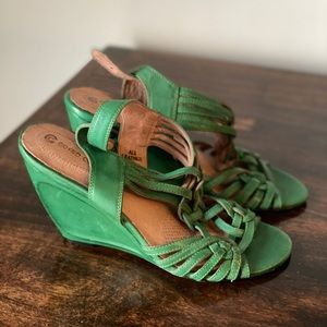 Anthropologie Corso Como Green Wedge Sandals